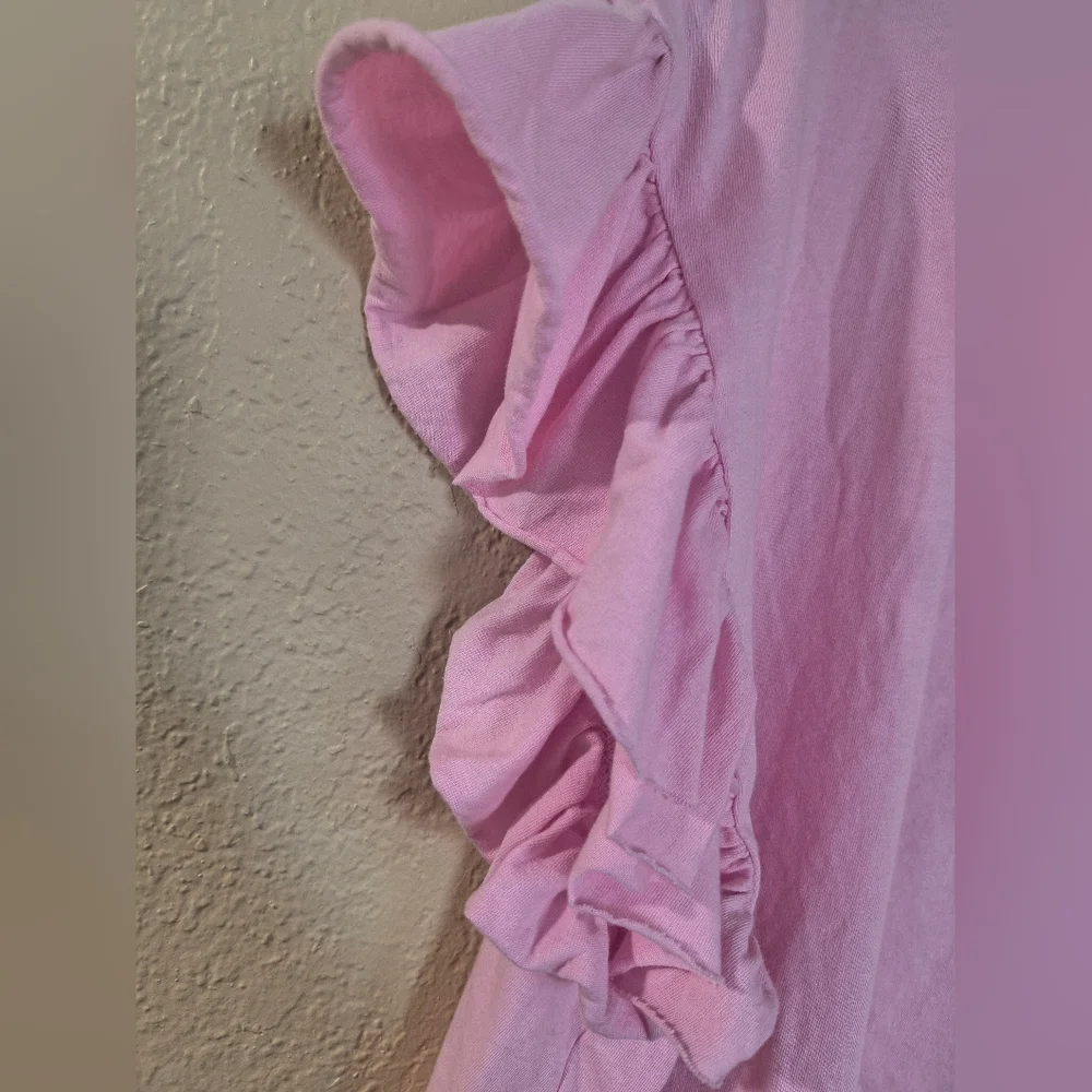 Zara Pink Sz M Ruffle Sleeve Top - Picture 6 of 8